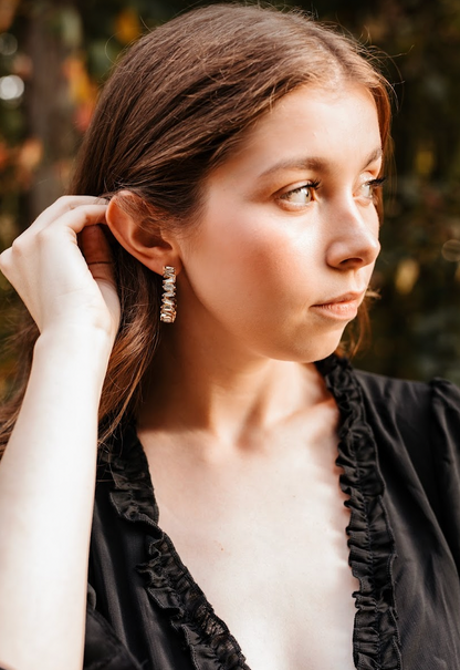 Golden Diamond Hoop Earrings